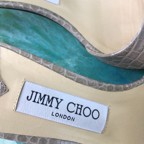 JIMMY CHOO (38*) Stacey Croc Embossed LEATHER Slide Sandal, Imported, Pre-owned - Picture 12 of 12